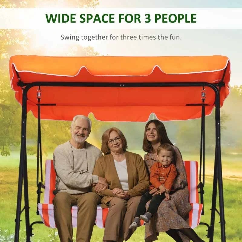 Outsunny 3 Seater Swing Chair With Canopy - Orange - 84A-054OG 9 Outsunny 3 Seater Swing Chair With Canopy - Orange - 84A-054OG - Image 9