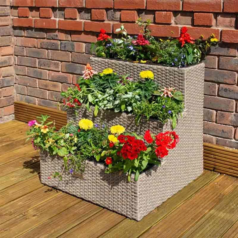 Rowlinson Tier Rattan Planter Natural - PLWICK65 2 Rowlinson Tier Rattan Planter Natural - PLWICK65 - Image 2