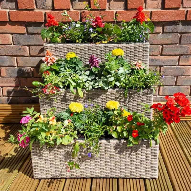 Rowlinson Tier Rattan Planter Natural - PLWICK65 1 Rowlinson Tier Rattan Planter Natural - PLWICK65