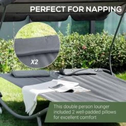 Outsunny Double Hammock Sun Lounger With Canopy - Grey - 84B-174GY -OUTSUNNY Sales Shop rbg88c1817f1c3a1c.jpg