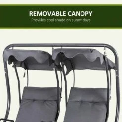 Outsunny 2 Seater Seperate Canopy Garden Swing Chairs - Grey - 84A-052V71 -OUTSUNNY Sales Shop ro8b1018041c96396.jpg