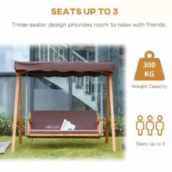 Outsunny 3-Seater Wooden Garden Swing Chair - Brown - 84A-152V70 -OUTSUNNY Sales Shop s7ra091859ad34e67.jpg
