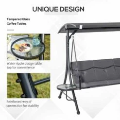 Outsunny 3 Seater Garden Swing Chair With Coffee Tables - Grey - 84A-162 17 Outsunny 3 Seater Garden Swing Chair With Coffee Tables - Grey - 84A-162 -OUTSUNNY Sales Shop scdb1018746d3c3e1.jpg
