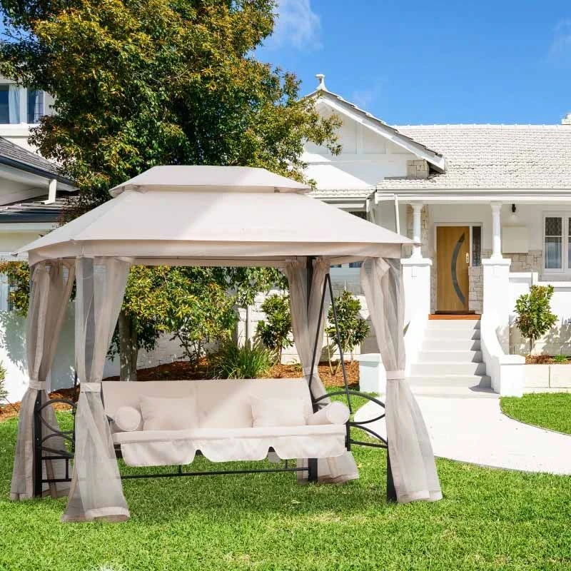 Outsunny 2-in-1 Convertible Gazebo Swing Chair - Cream White - 84A-102 1 Outsunny 2-in-1 Convertible Gazebo Swing Chair - Cream White - 84A-102