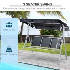 Outsunny Outdoor 3-Seater Swing Chair - Black - 84A-059BK -OUTSUNNY Sales Shop spa7561859f73125b.jpg