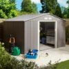 Rowlinson Trentvale 10x8 Metal Apex Shed Light Grey - TV108APXLG -OUTSUNNY Sales Shop t v tv108apxlg