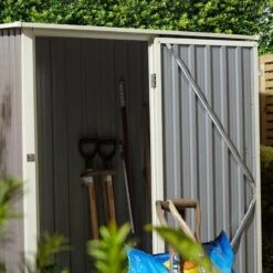 Rowlinson Trentvale 5x3 Metal Pent Shed Light Grey - TV53PENLG -OUTSUNNY Sales Shop t v tv53penlg 2