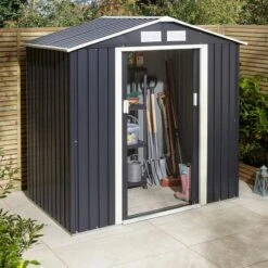 Rowlinson Trentvale 6x4 Metal Apex Shed Dark Grey - TV64APXDG