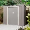 Rowlinson Trentvale 6x4 Metal Pent Shed Light Grey - TV64PENLG