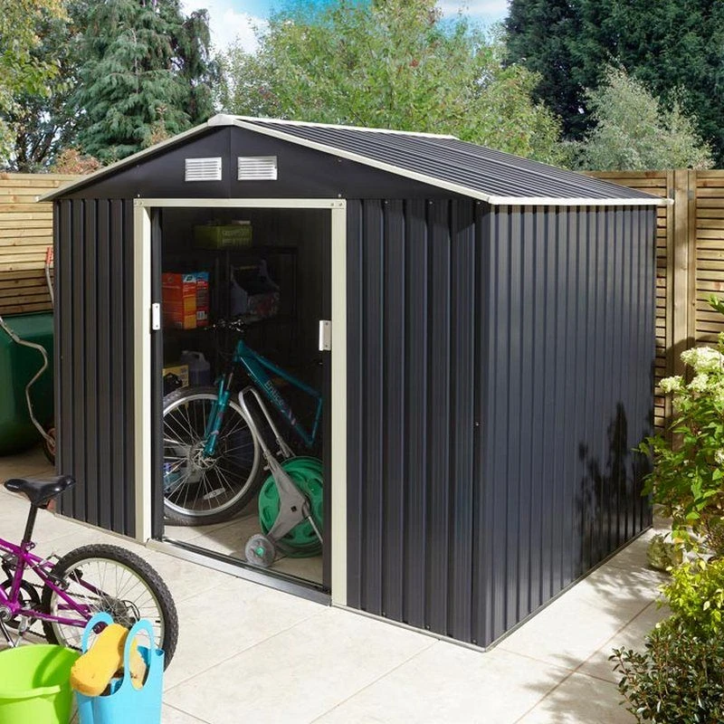 Rowlinson Trentvale 8x6 Metal Apex Shed Dark Grey - TV86APXDG 1 Rowlinson Trentvale 8x6 Metal Apex Shed Dark Grey - TV86APXDG