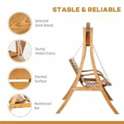 Outsunny 2 Seater Pine Wood Garden Swing Chair - Brown - 84A-219 -OUTSUNNY Sales Shop tlm88c1802aec7c11.jpg