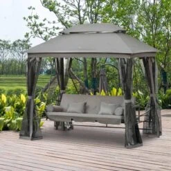 Outsunny 3 Seater Garden Swing Chair With Gazebo - Grey - 84A-056V70 -OUTSUNNY Sales Shop tnu6ff1859ac70b3d.jpg