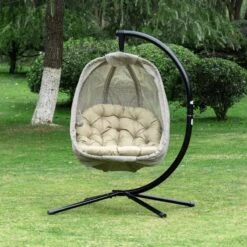Outsunny Hanging Egg Chair With Cushion - Beige - 84A-207V70 18 Outsunny Hanging Egg Chair With Cushion - Beige - 84A-207V70 -OUTSUNNY Sales Shop v026ff1801c81fd3d.jpg