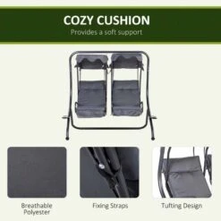 Outsunny 2 Seater Seperate Canopy Garden Swing Chairs - Grey - 84A-052V71 -OUTSUNNY Sales Shop vbt75618041c96396.jpg