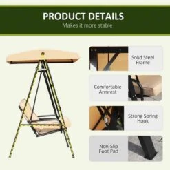 Outsunny 2 Seater Garden Outdoor Swing Chair - Beige - 01-0891 -OUTSUNNY Sales Shop vsfb101859abadc84.jpg