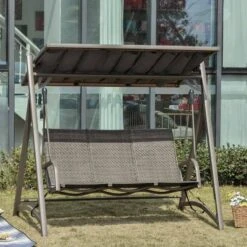 Outsunny 3 Seater Rattan Garden Swing Chair - Brown - 84A-200 -OUTSUNNY Sales Shop wqn85717dc30ac2a0.jpg
