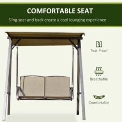 Outsunny 2 Seater Garden Swing Chair With Canopy - Brown - 84A-251BN 18 Outsunny 2 Seater Garden Swing Chair With Canopy - Brown - 84A-251BN -OUTSUNNY Sales Shop ylq88c18068b8cd46.jpg