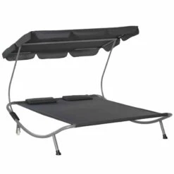 Outsunny Double Hammock Sun Lounger With Canopy - Grey - 84B-174GY -OUTSUNNY Sales Shop zhk98a1817f1c3a1b.jpg