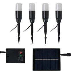 Forum Lighting Daw Spike Solar Garden Lights 4 X 75 Lumens - Black - ZN-42059 -OUTSUNNY Sales Shop zink daw 4 light led solar stake light kit black 8461 5020024002717 69720